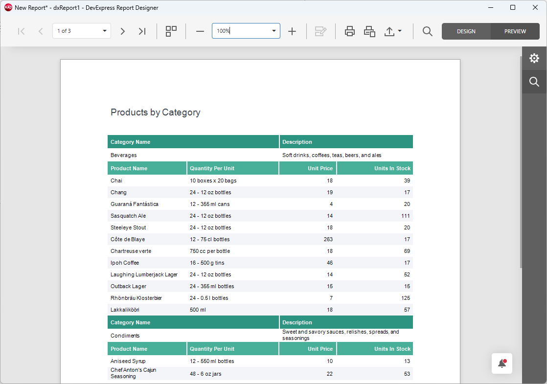 VCL Reports: Report Designer — The Master-Detail Report Document Preview