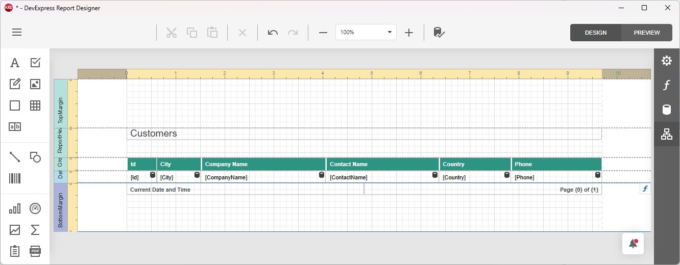 VCL Reports: Report Designer — The Modified Report Layout