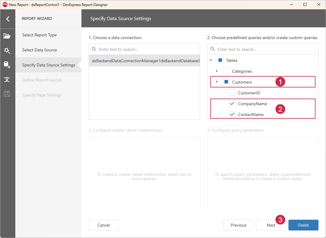 VCL Reports: Report Wizard — Select Data Fields