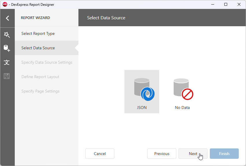VCL Reports: Report Wizard — Select Data Source