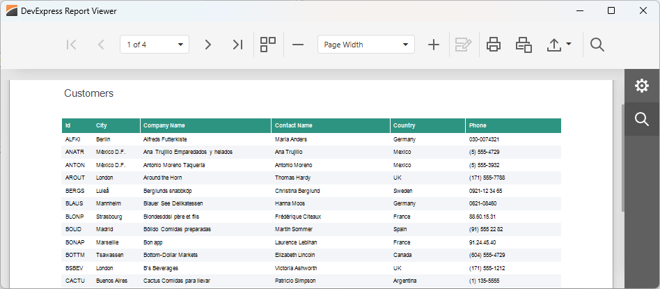 VCL Reports: The Resulting Report in the "Report Viewer" Dialog at Runtime