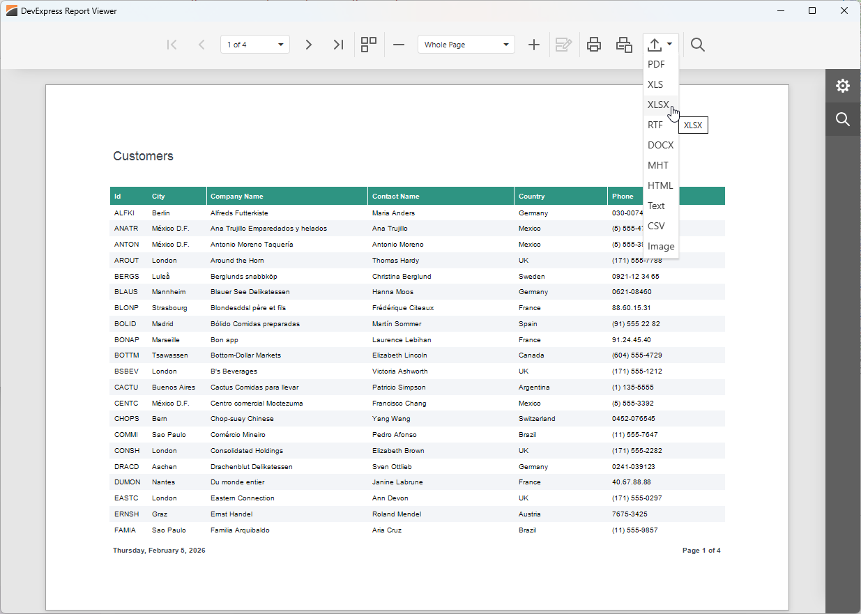 VCL Reports: The Resulting Report in the "Report Viewer" Dialog at Runtime