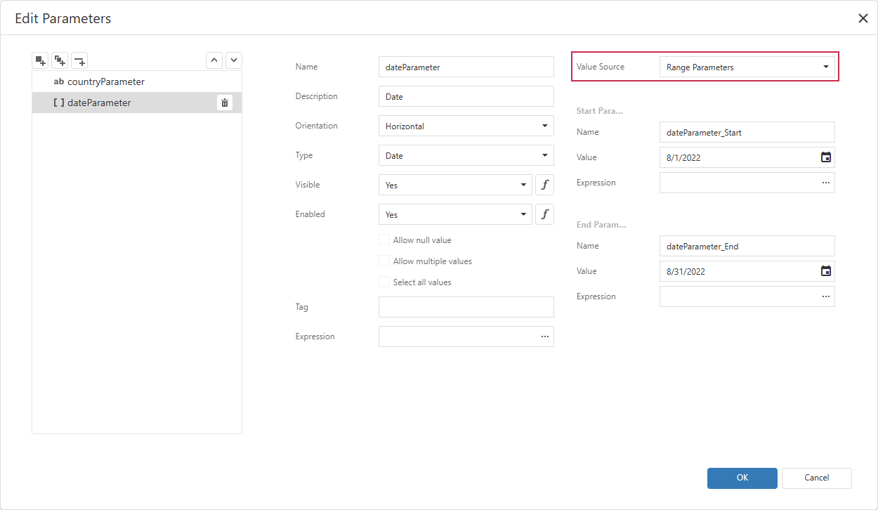 Range Parameter Setting