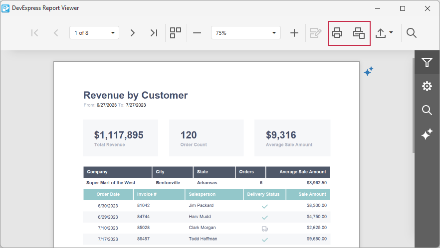 VCL Reports: Print-Related Buttons in the "Report Viewer" Dialog