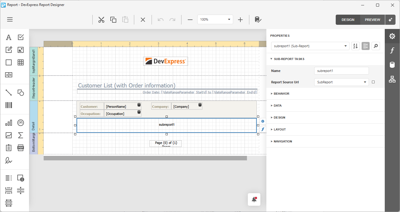 VCL Report: A Subreport Layout Template Example