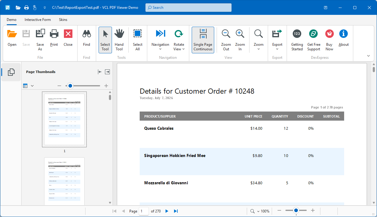 VCL Reports: An Exported PDF Report Example