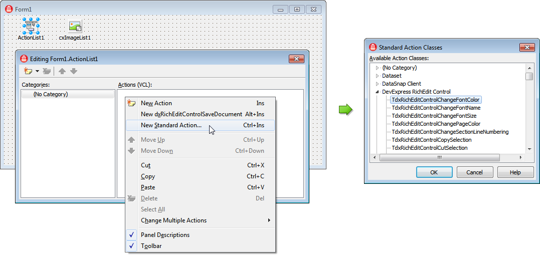 VCL Rich Edit Control: The Action List Editor