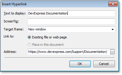 VCL Rich Edit Control: The Insert Hyperlink Dialog