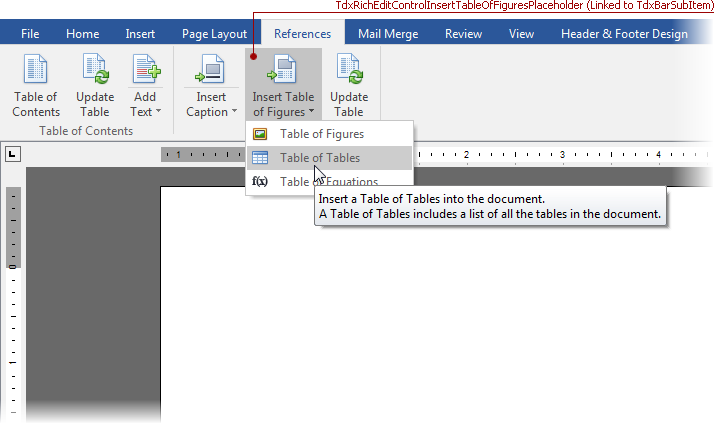 VCL Rich Edit Control: An Insert Table of Figures Placeholder Operation Example