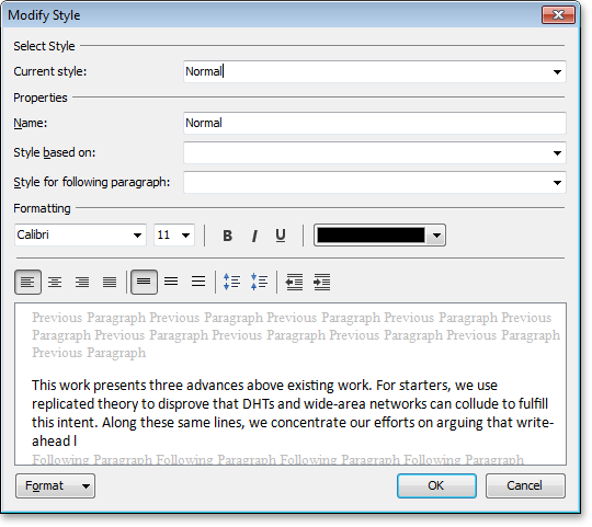 VCL Rich Edit Control: The Modify Style Dialog