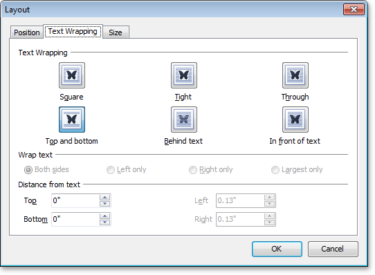 VCL Rich Edit Control: The Layout Dialog - Text Wrapping