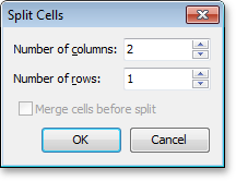 VCL Rich Edit Control: The Split Cells Dialog