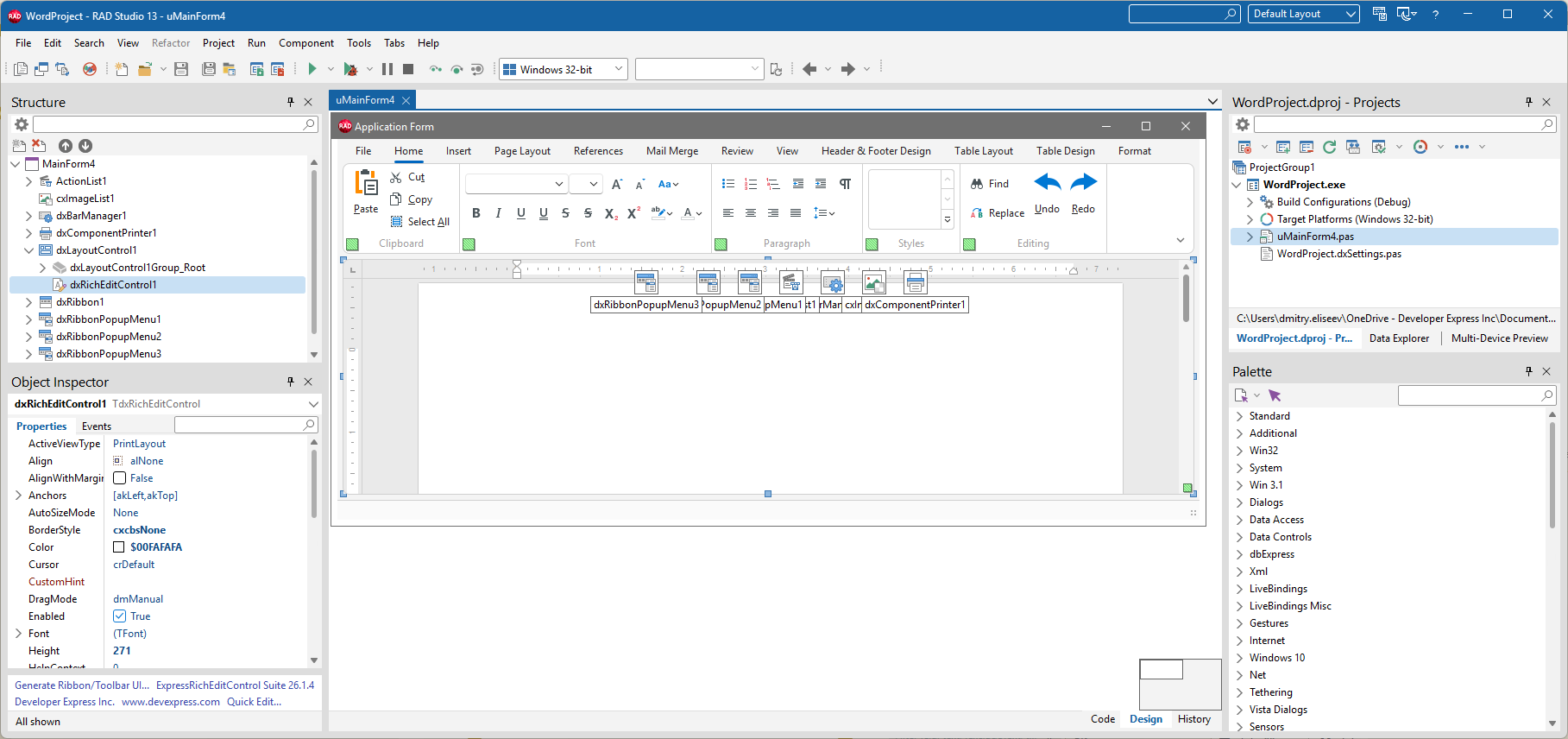 VCL Rich Edit: A Generated Word Processor Project Example in the RAD Studio IDE