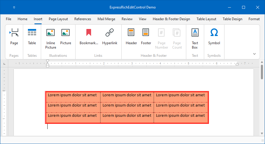 VCL Rich Edit Control: A Table Example with Custom Border Appearance