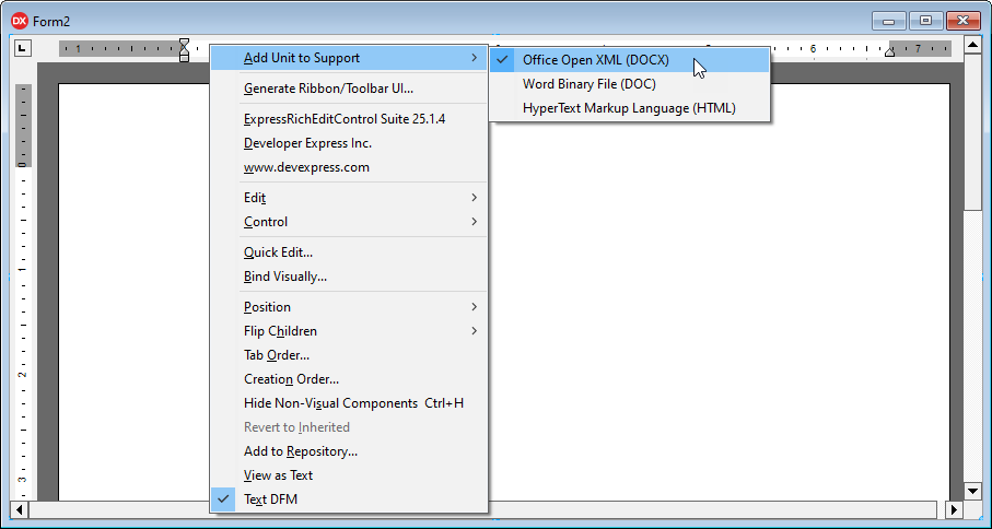 VCL Rich Edit Control: Add Supported Document Formats at Design Time