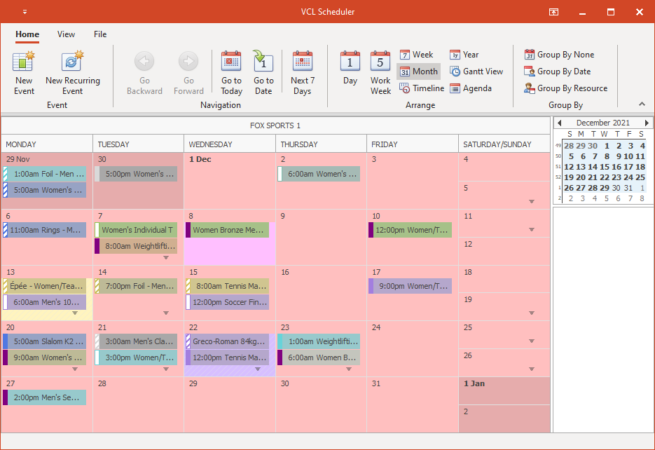 Scheduler Month View