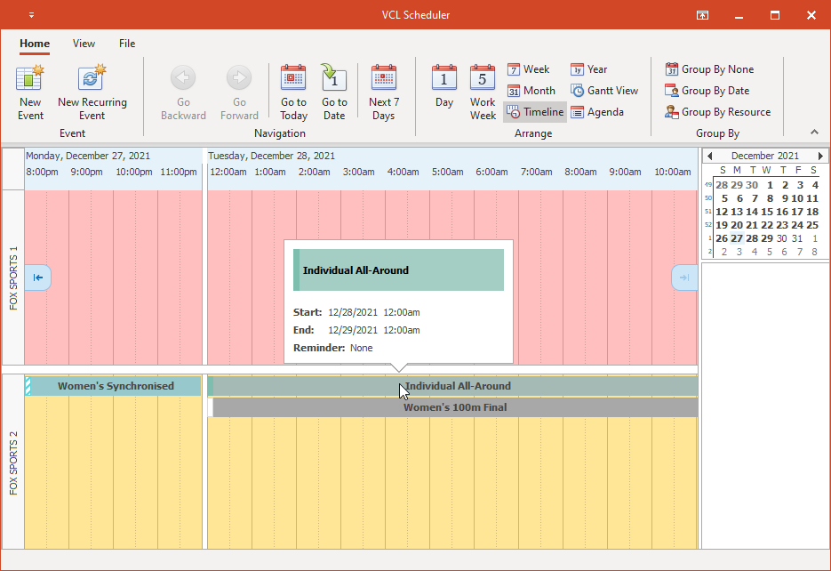 Scheduler Timeline View