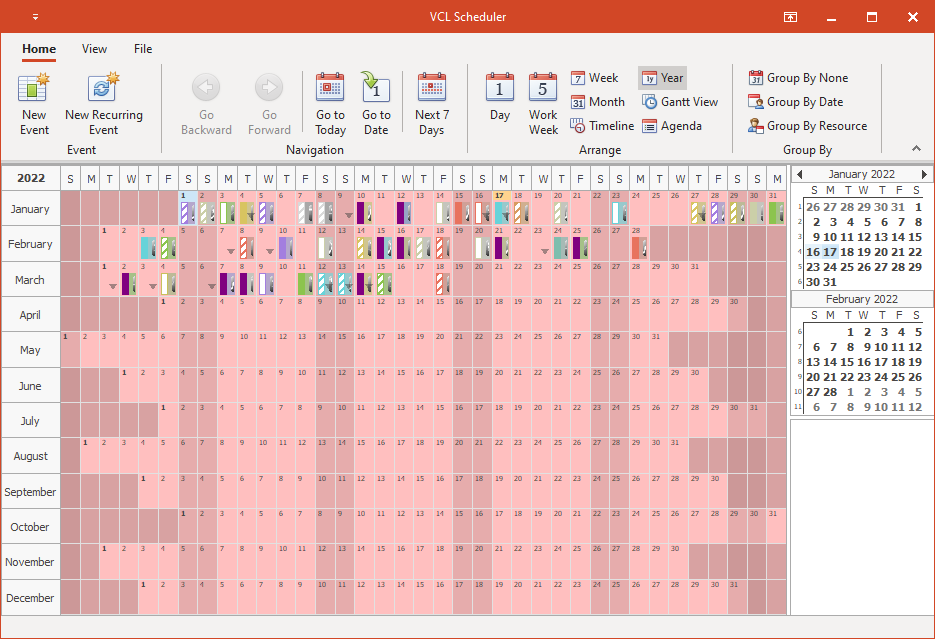 Scheduler Year View