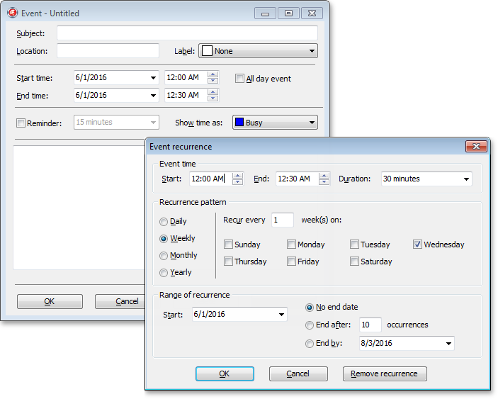 VCL Scheduler: The Event Dialog