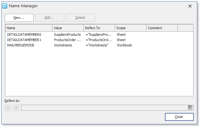 The Defined Manager Dialog