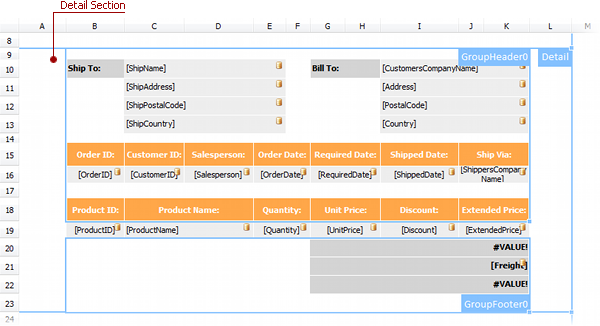VCL SpreadSheet: A Detail Section Layout Example