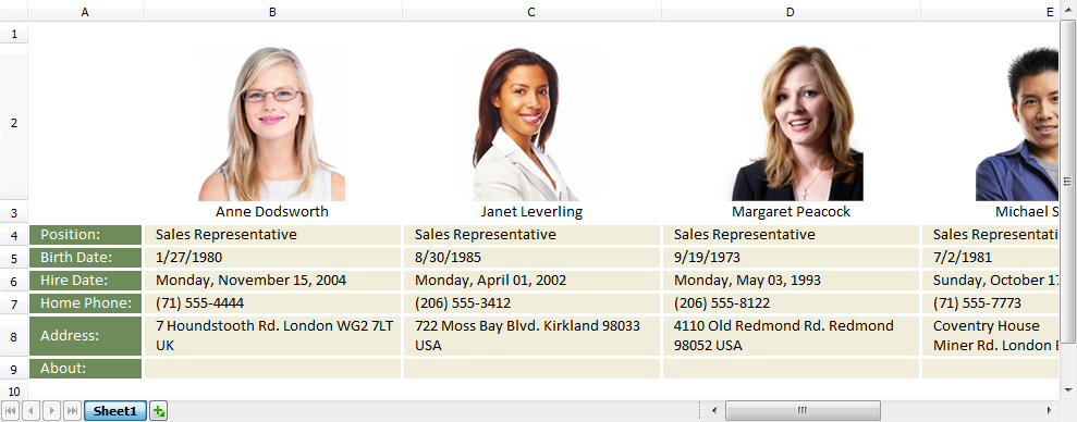 VCL SpreadSheet: A Horizontal Template Orientation Example