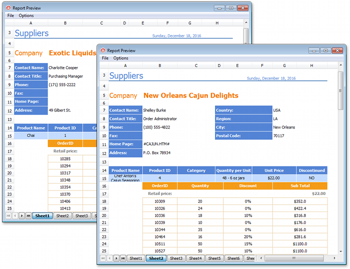 VCL SpreadSheet: A Multiple Sheets Report Mode Example