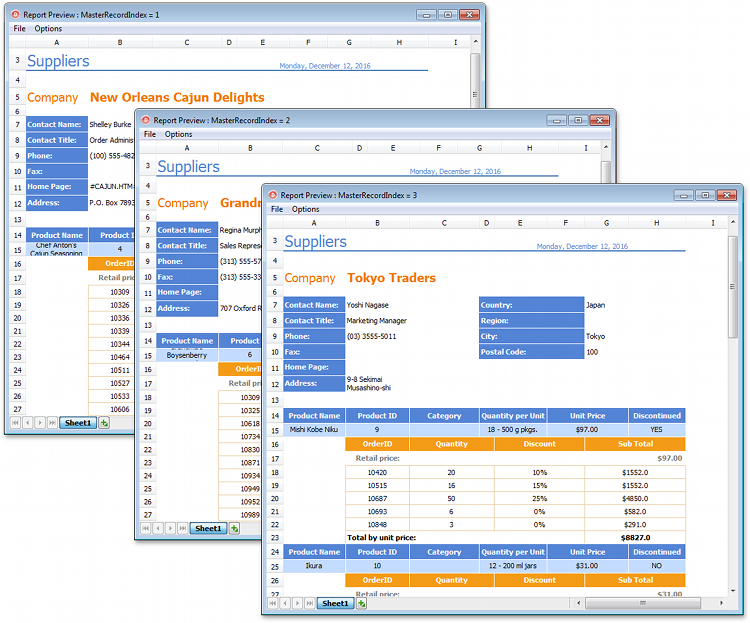 VCL SpreadSheet: A Multiple Documents Report Mode Example