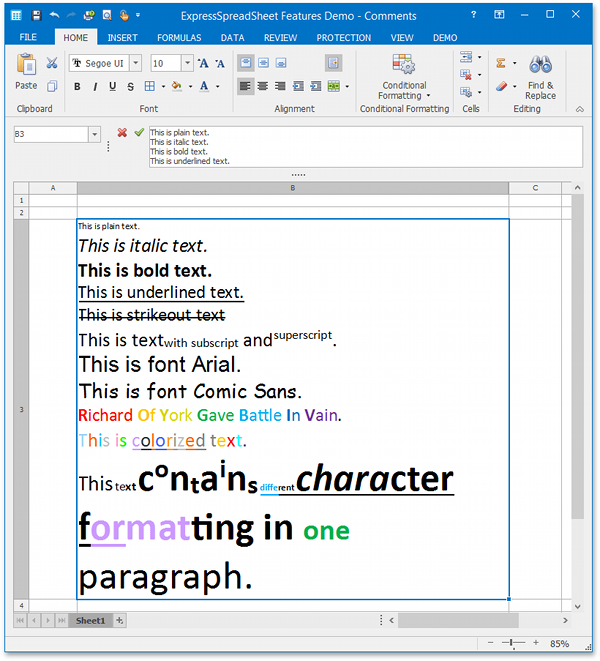 A Formatted Text Example