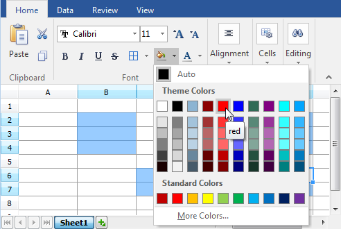VCL SpreadSheet: A Ribbon Color Gallery Item