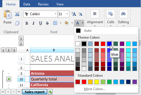 VCL SpreadSheet: A Ribbon Color Gallery Item