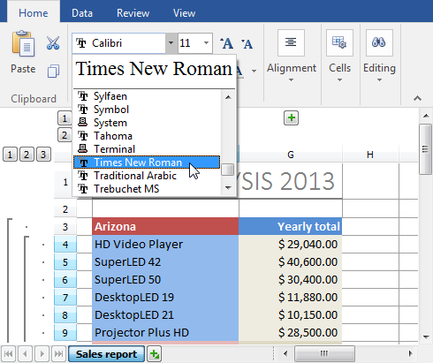 VCL SpreadSheet: A Font Name Combo Box