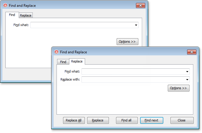 The Find and Replace Dialog