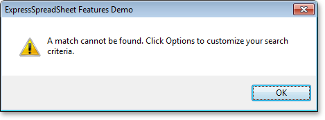 Match not Found Message Box