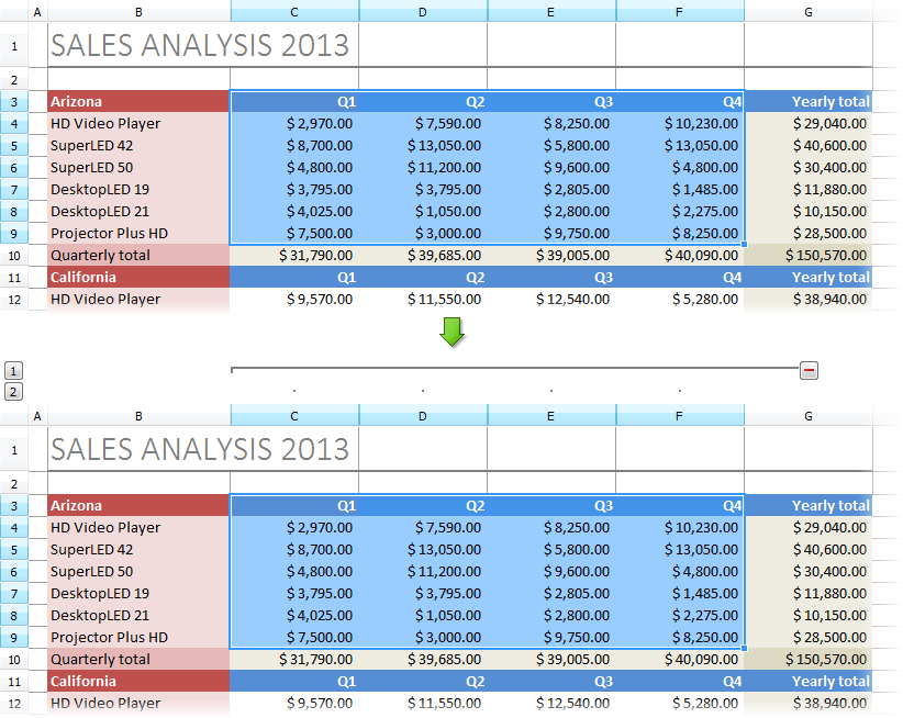 VCL SpreadSheet: A Group Columns Operation Example