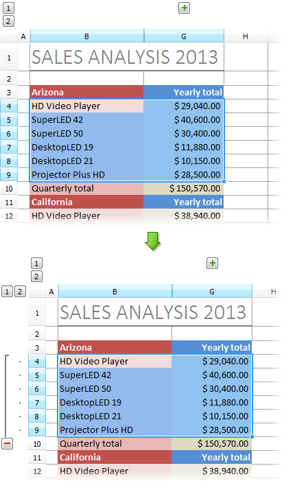 VCL SpreadSheet: A Group Rows Operation Example