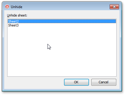 The Unhide Sheet Dialog