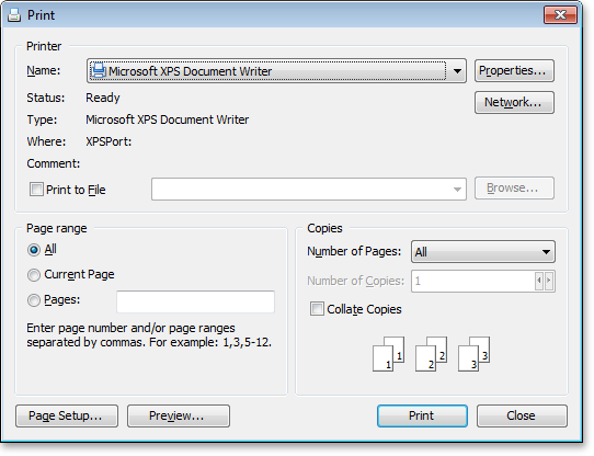 VCL SpreadSheet: The Print Dialog