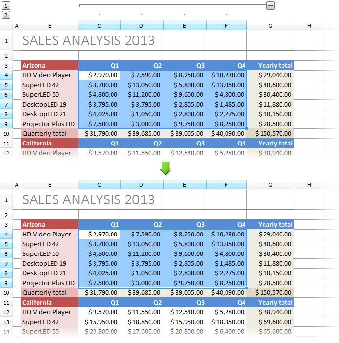 VCL SpreadSheet: An Ungroup Columns Operation Example