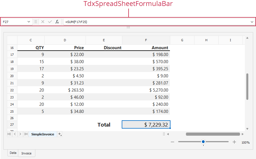 VCL Spreadsheet: A Formula Bar Example