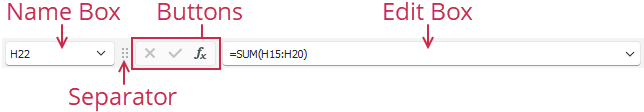VCL Spreadsheet: Formula Bar UI Elements