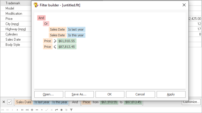 Filter Builder Dialog