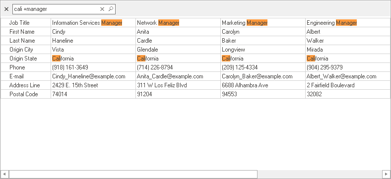 Find Panel Example