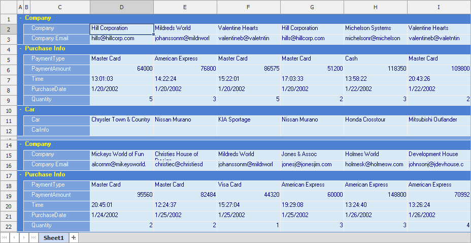 Exported Data in XLSX Format