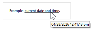 VCL Formatted Text Editor — Hint Displays Current Date and Time
