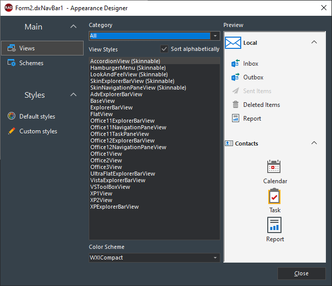 VCL Navigation Bar: Appearance Designer
