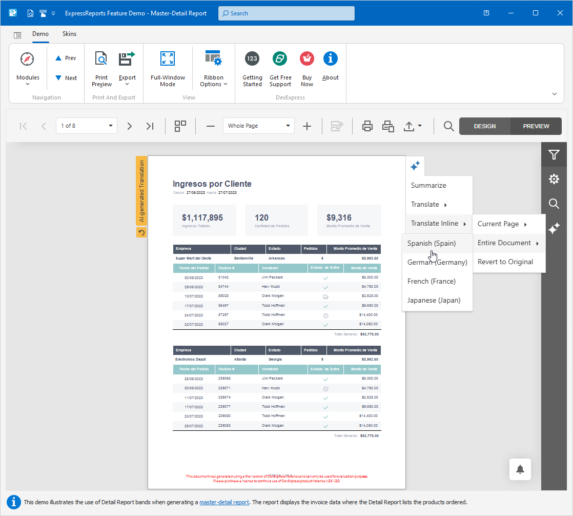 VCL AI-Powered Reports - A Report Preview Example