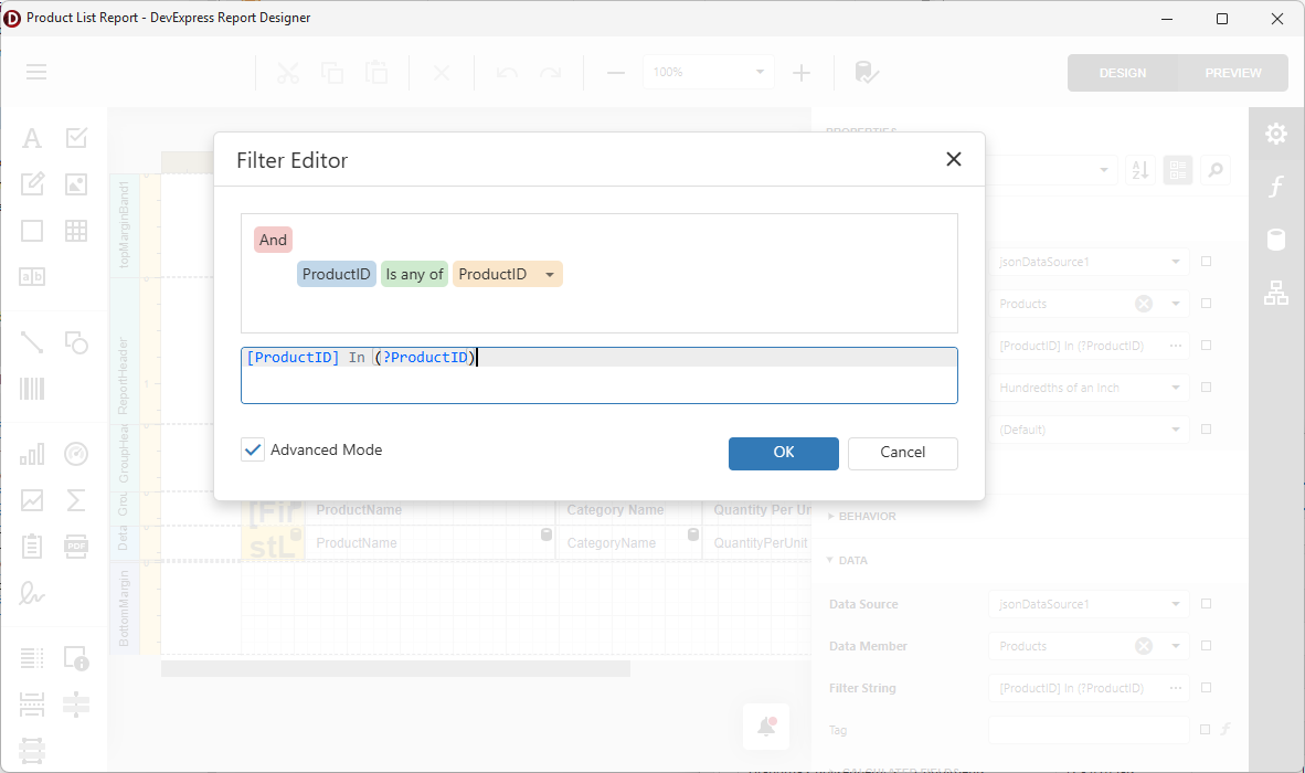 VCL Reports: Filter Editor