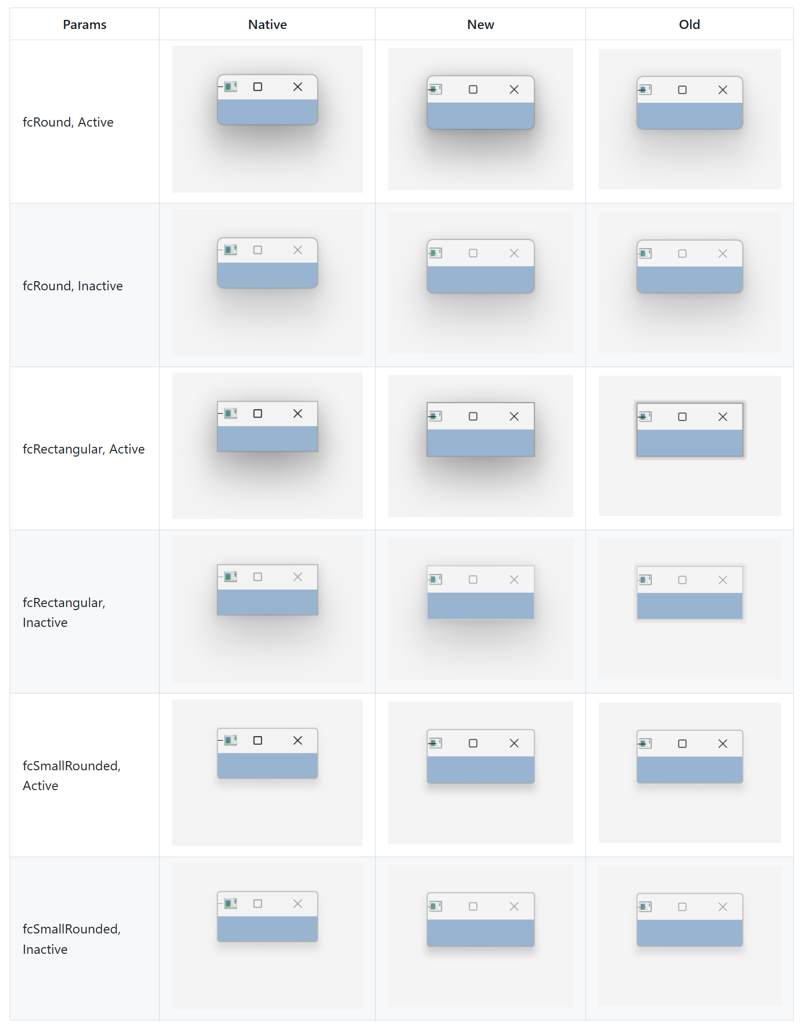 VCL Forms — Shadow Rendering Comparison