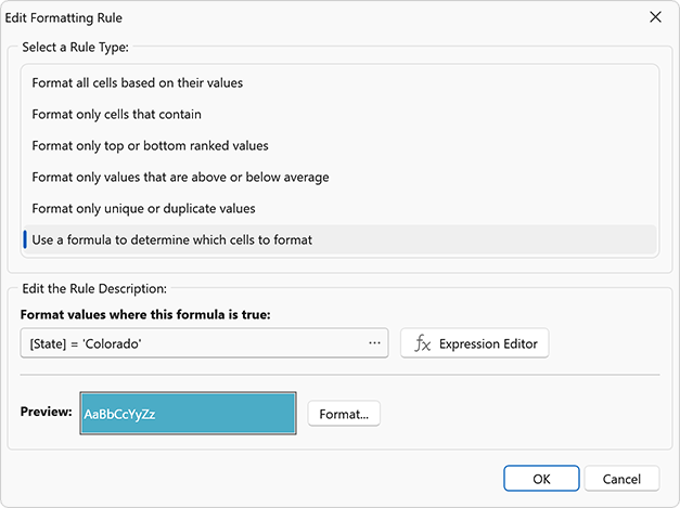 Expression Editor for Custom Format Conditions - WPF Data Grid, DevExpress